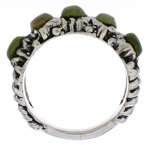Southwestern Sterling Silver Turquoise Ring Size 7-1/4 WX34745